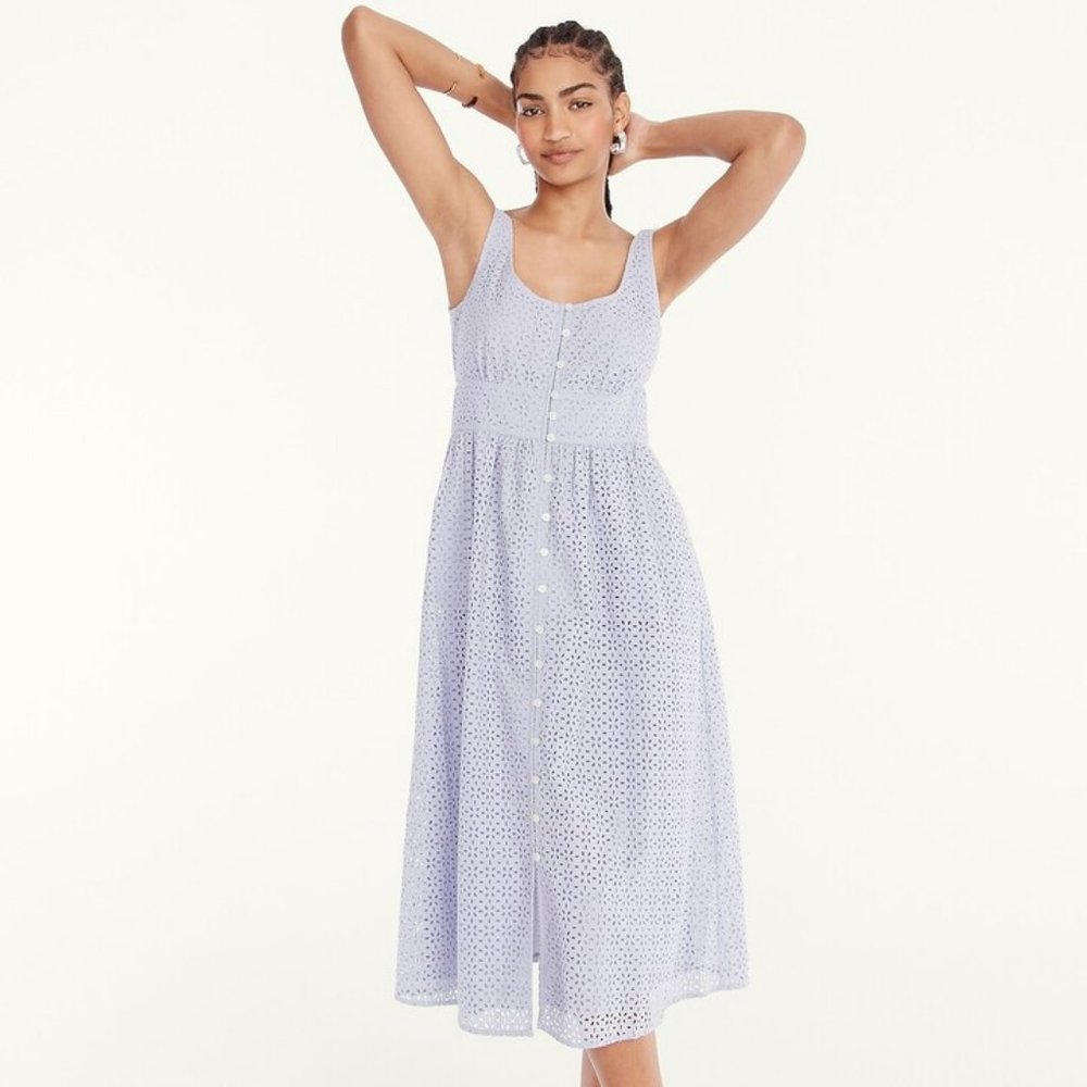 J Crew Button-front eyelet dress in Lilac NWT Size 4